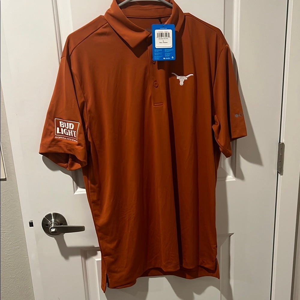 Texas Longhorns Columbia Orange Polo Shirt with Athletic Fabric and Logo